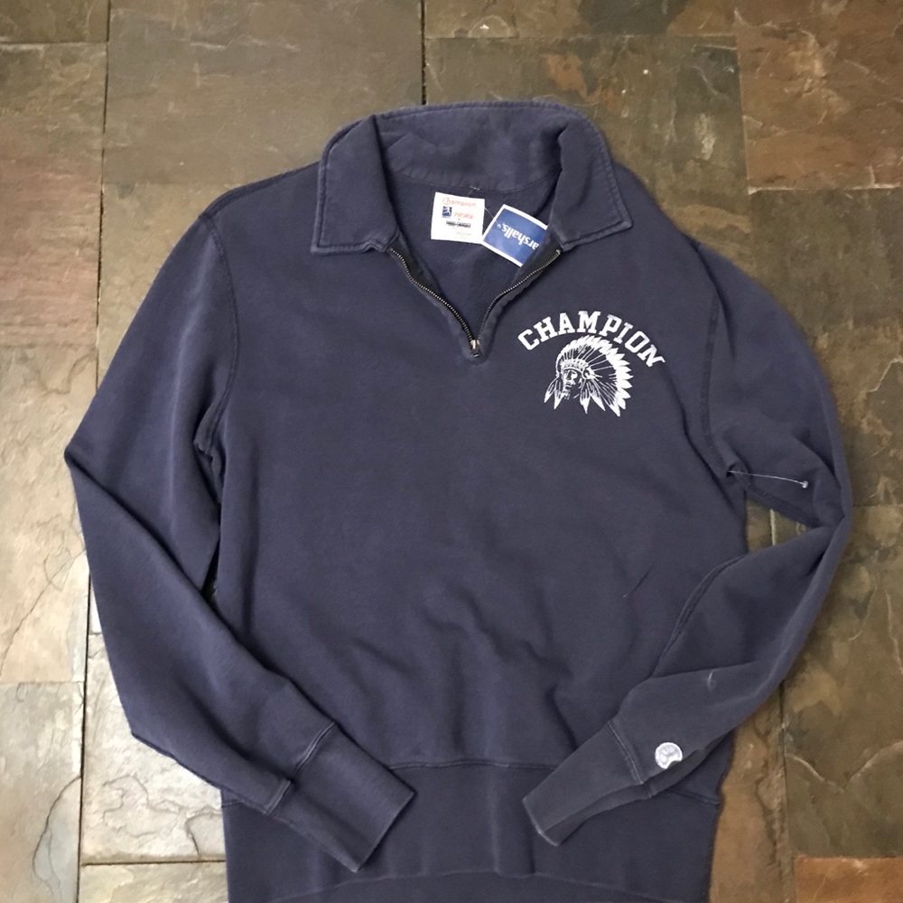 CHAMPION TODD SNYDER NAVY 1/4 ZIP POLO SWEATSHIRT